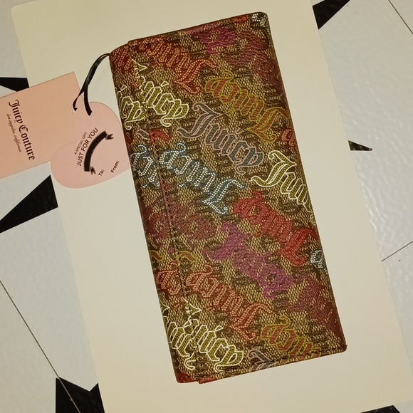 Juicy Couture Chestnut Chino Mult Glam Elongated Flap Wallet Accessories Vegan - Picture 6 of 16